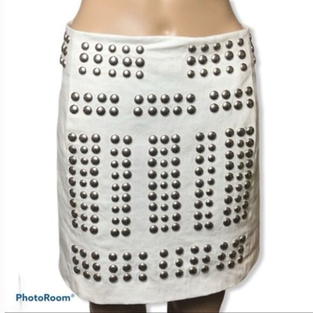 WHITE  denim studded skirt